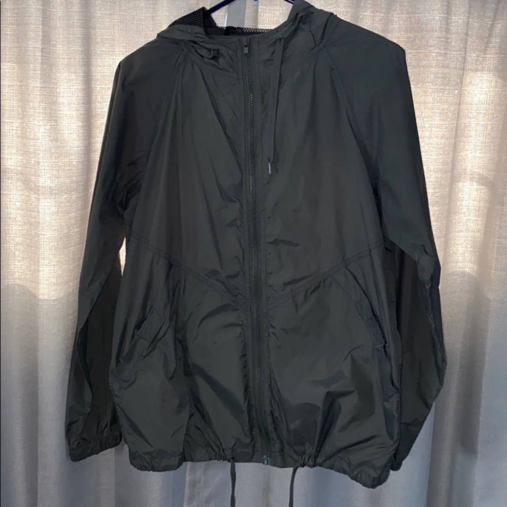 Olive green windbreaker